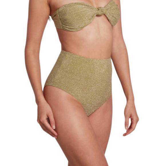 NEW SAUIPE claire high waist bikini bottom lurex in green - Picture 2 of 3